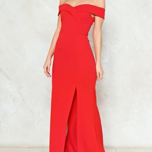 off the shoulder maxi dress with split